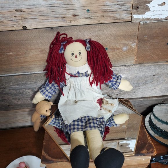 Raggedy Ann & Andy Shelf Sitting Raggedy Dolls  - Vintage Unicorn Industries - Picture 10 of 13